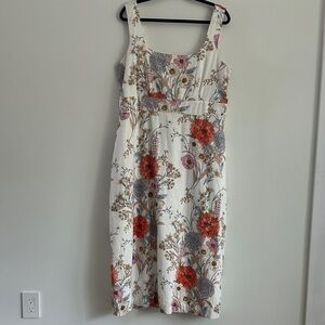 Ann Taylor White Floral Midi Dress